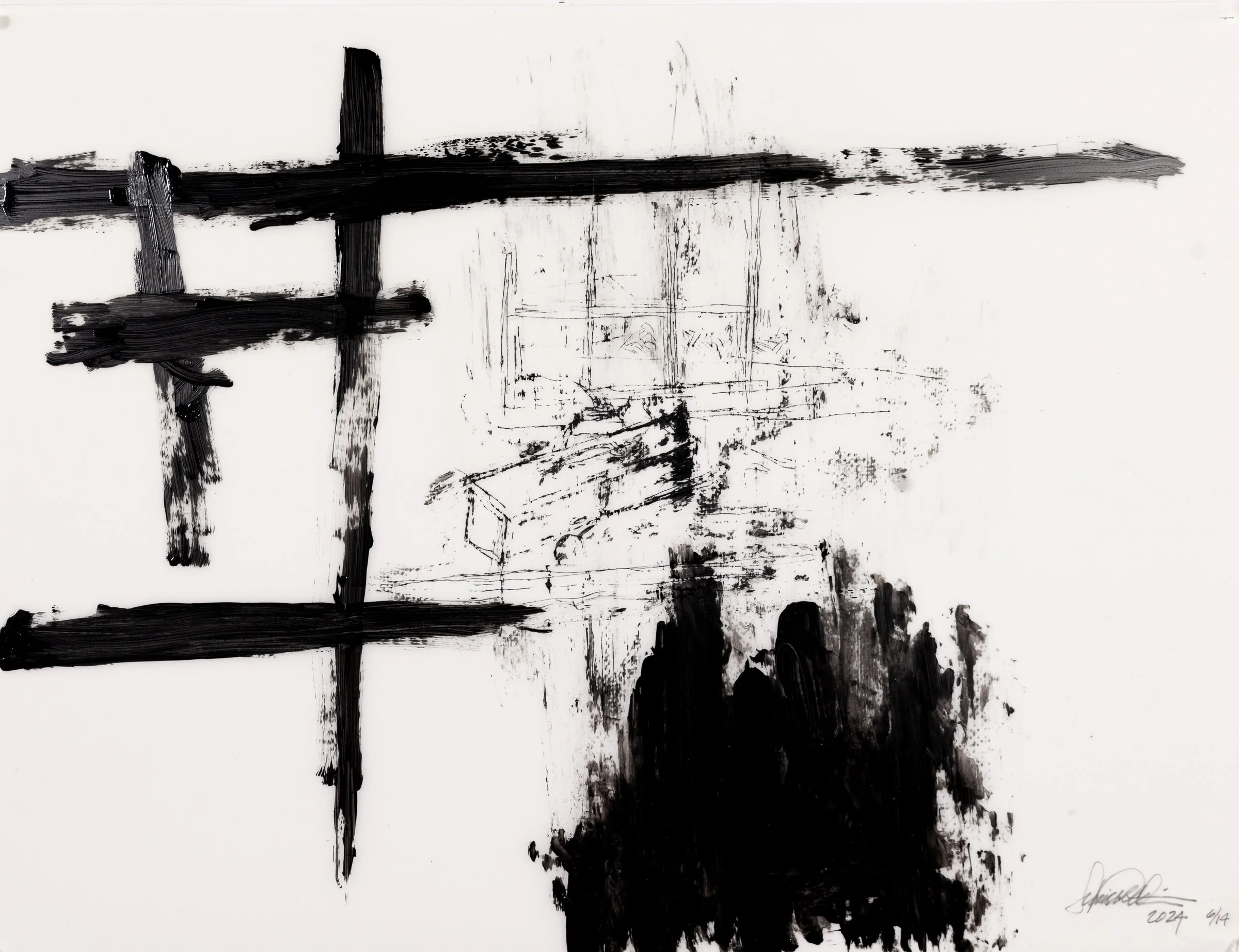 M6,2024: Acrylic on Mylar 18” x 24”