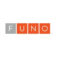 La palabra 'FUNO' con letras en bloques grises y naranjas.