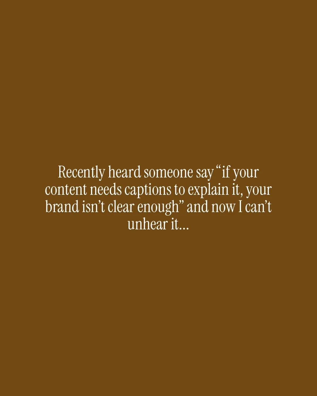 If your brand needs captions to &ldquo;explain&rdquo; what people are looking at, the issue isn&rsquo;t content, it&rsquo;s clarity. 

High performing luxury brands rely on recognition. 

The viewer immediately knows what they do, who it&rsquo;s for,