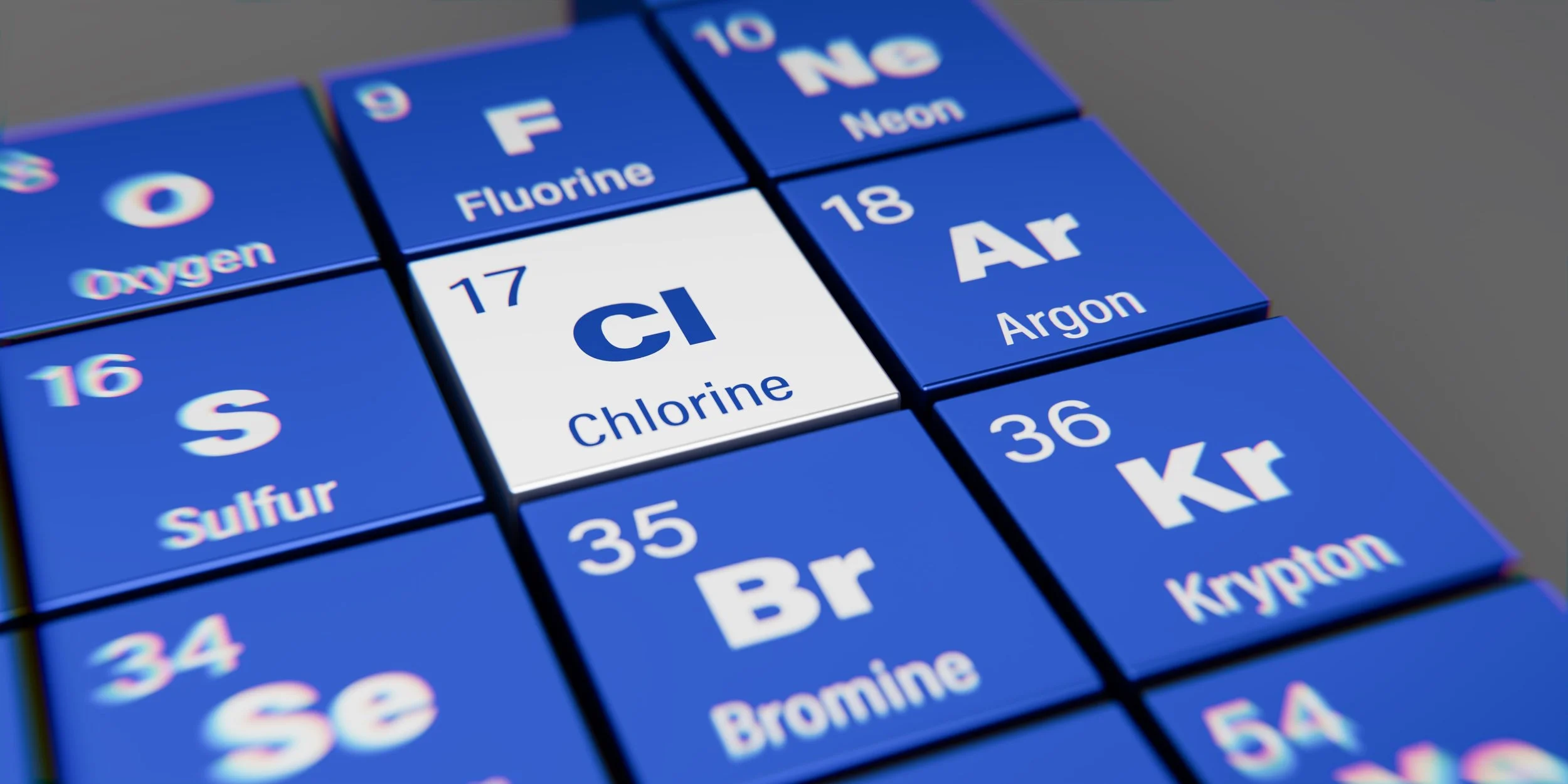 Periodic table showing chlorine