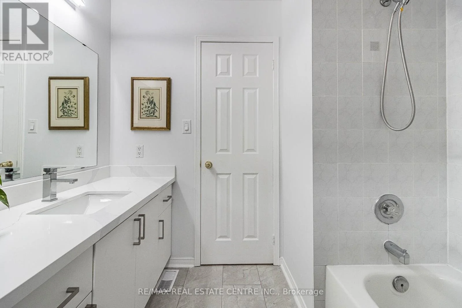 Lovely modern renovated white bathroom