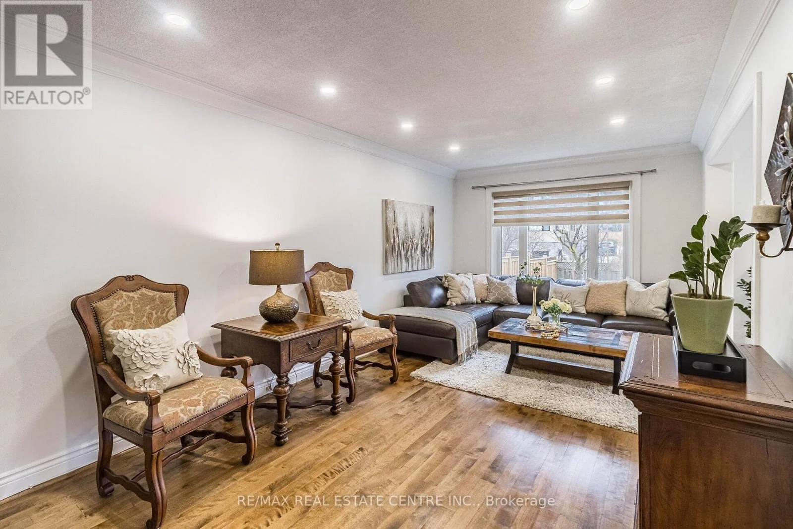 Renovated living room with zebra blinds