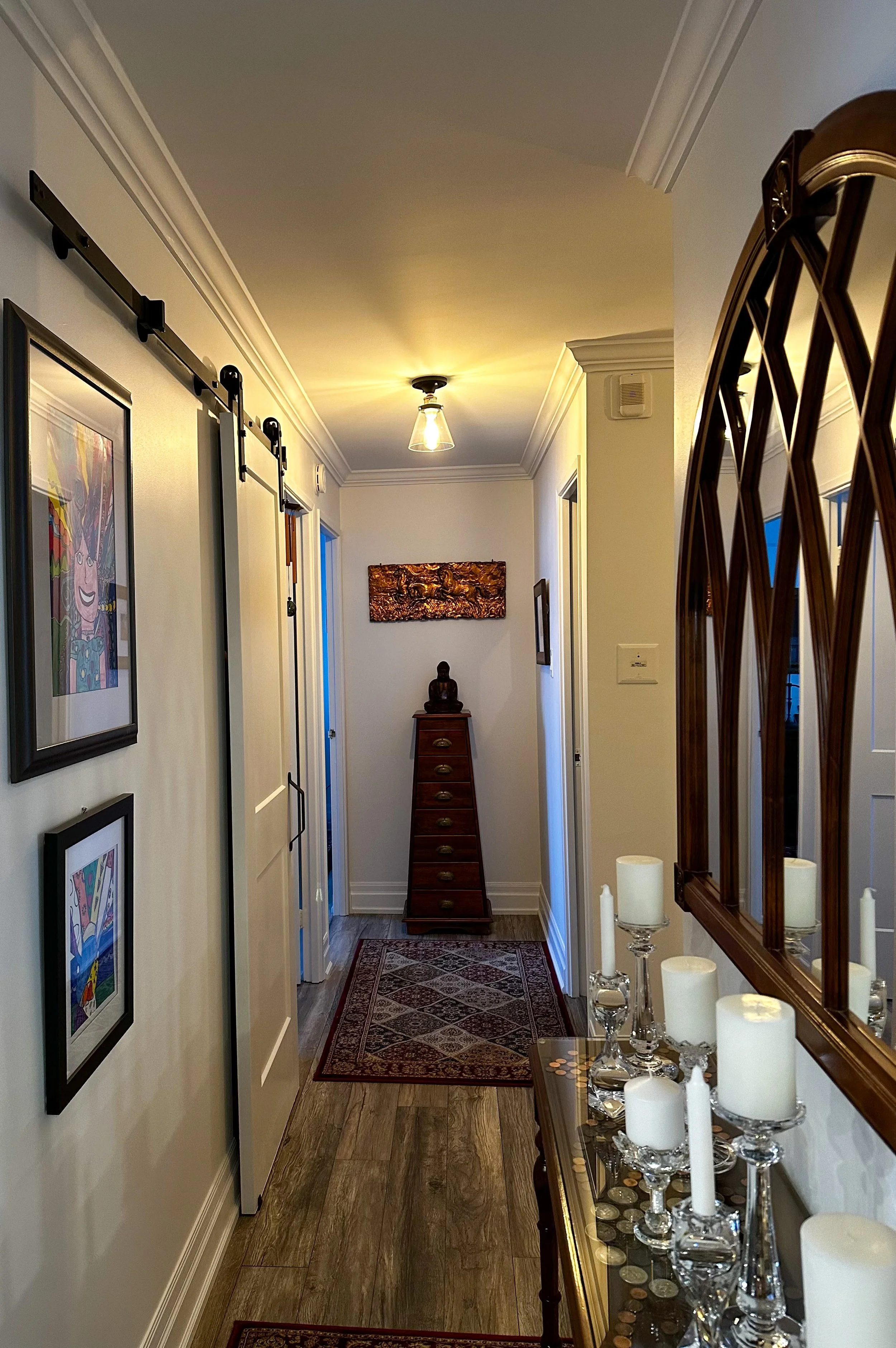 Freshly painted white hallway