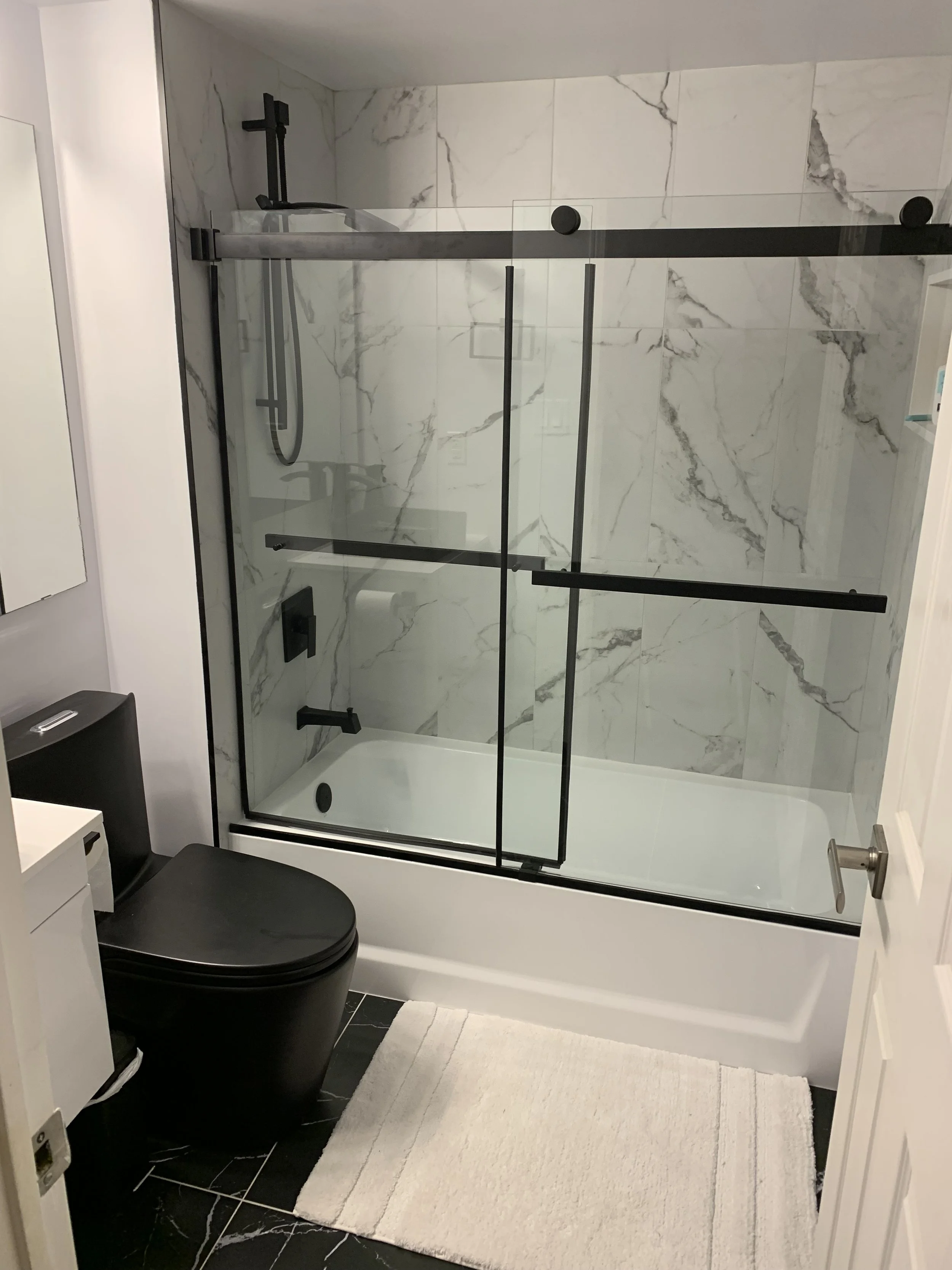 Scarborough black and white bathroom renovated