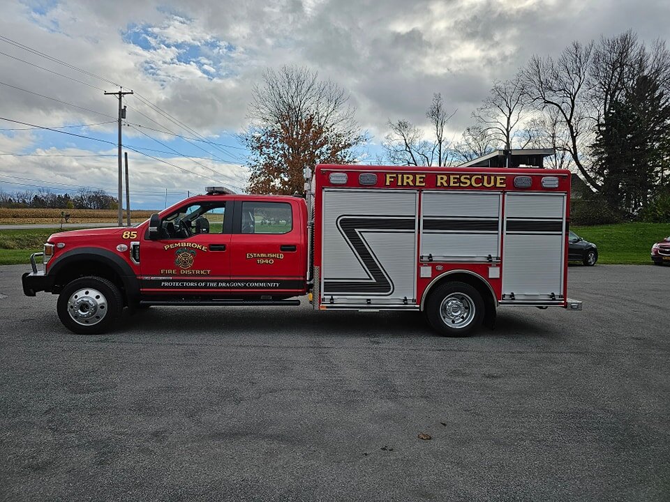 New stripe package for our friends at Pembroke Fire Company. 3M black reflective striping goes incredible with the hand turned gold leaf. We have over 20 years experience with emergency vehicles. Let us know how we can make your department's fleet st