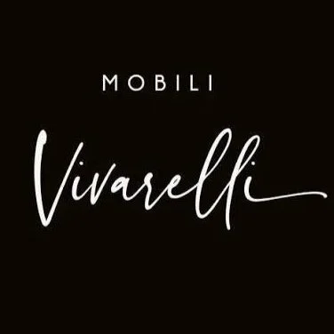 Logo con testo 'Mobili Vivarelli' su sfondo nero.