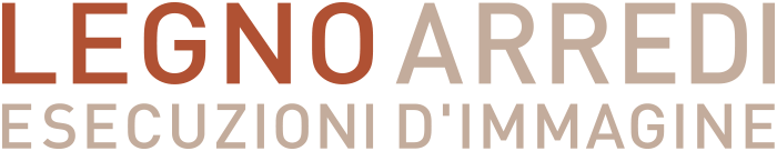 Testo illustrativo con parole in italiano: 'LEGNO ARREDI' e 'ESCUZIONI D'IMMAGINE'.