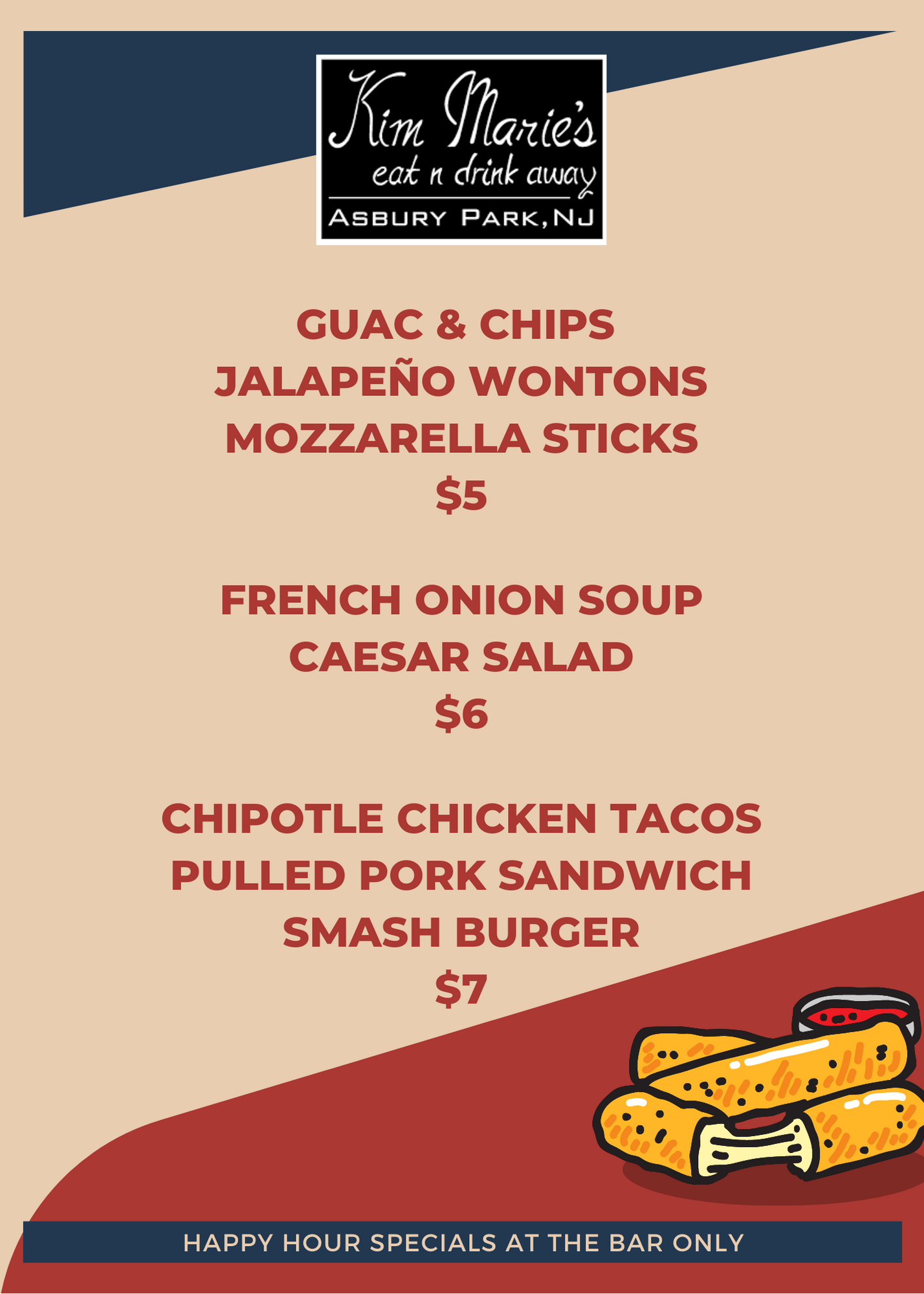 MENUS — Kim Marie's Eat n' Drink Away — Asbury Park's Irish Pub and