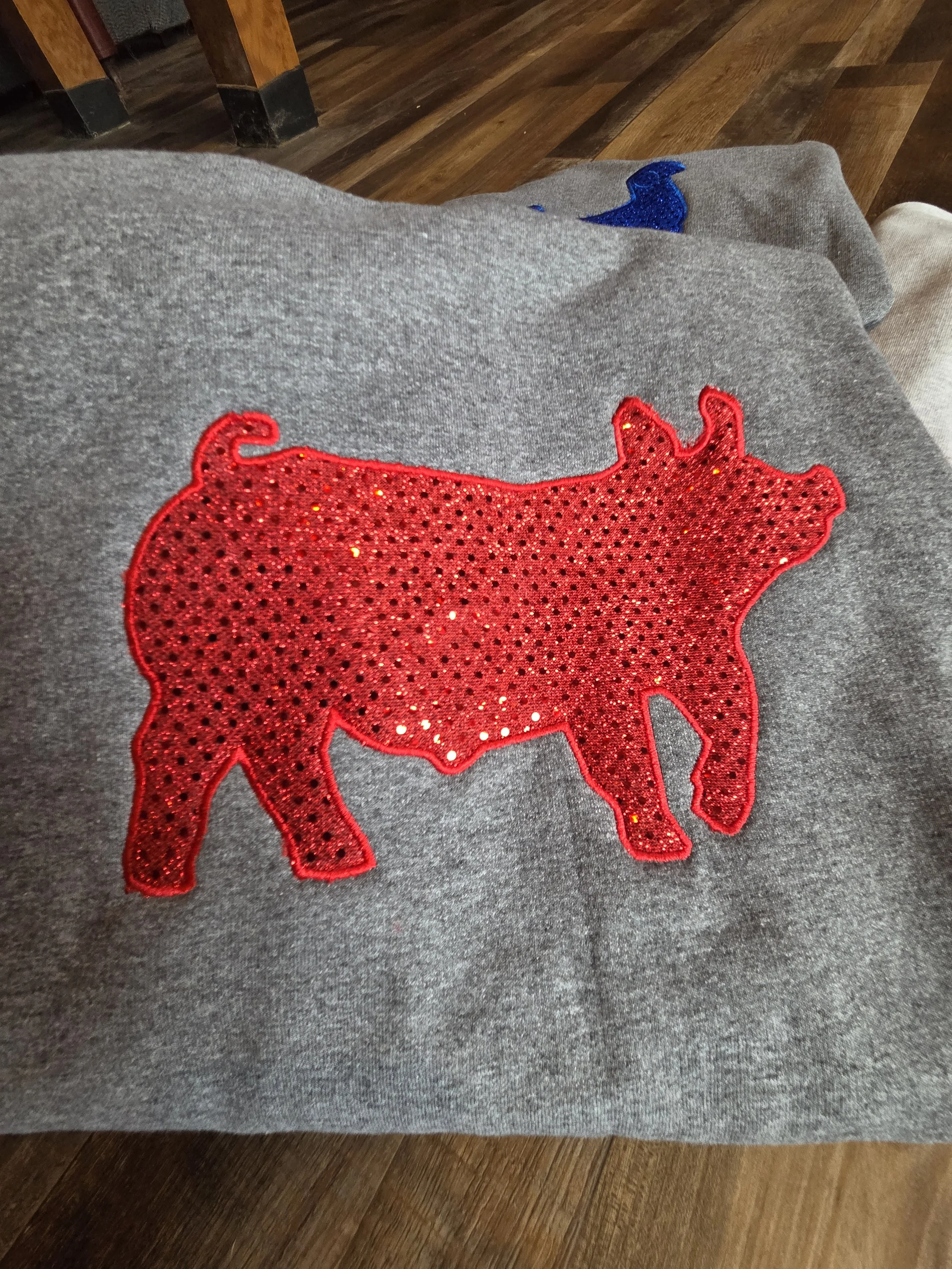 Sequined Mesh Show Swine Crew Sweatshirt