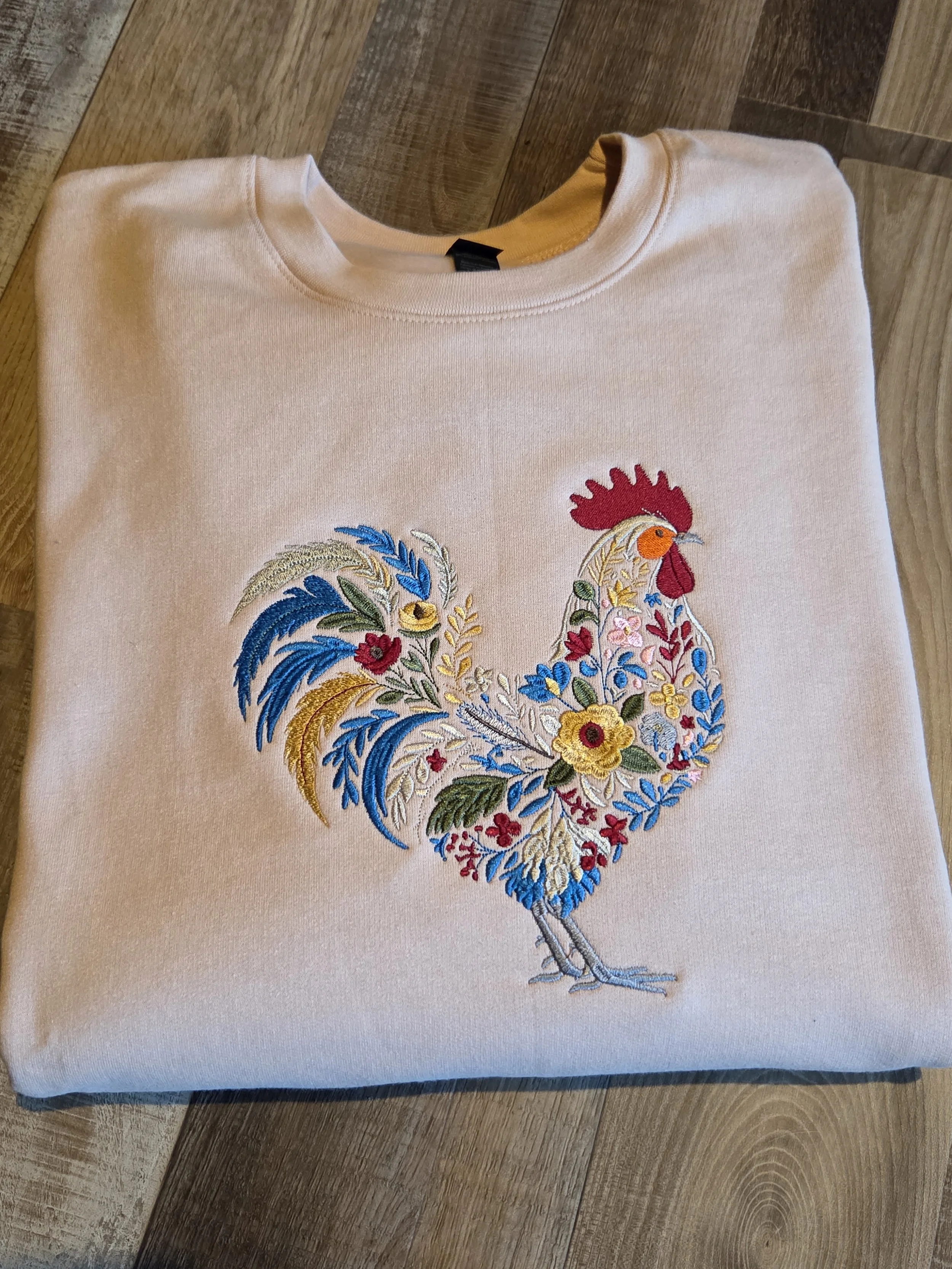 Embroidered Rooster Crew Sweatshirt
