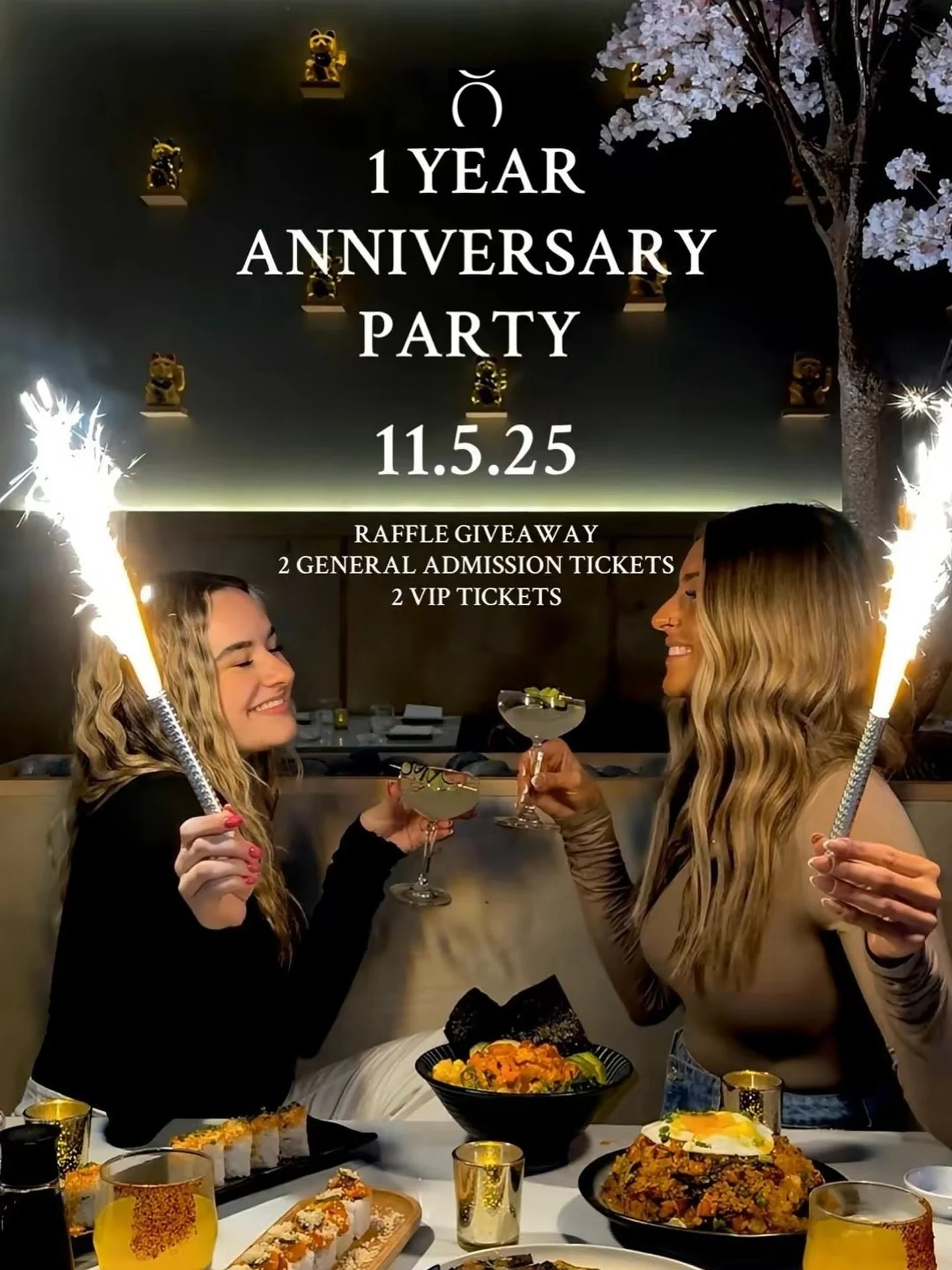 ✨ 𝐒𝐄𝐍𝐒Ō 𝐓𝐮𝐫𝐧𝐬 𝐎𝐧𝐞 ✨
In celebration of our first incredible year, we’re excited to offer a 𝐫𝐚𝐟𝐟𝐥𝐞 𝐠𝐢𝐯𝐞𝐚𝐰𝐚𝐲 for 𝐓𝐖𝐎 𝐆𝐞𝐧𝐞𝐫𝐚𝐥 𝐀𝐝𝐦𝐢𝐬𝐬𝐢𝐨𝐧 and 𝐓𝐖𝐎 𝐕𝐈𝐏 𝐭𝐢𝐜𝐤𝐞𝐭𝐬 to our exclusive Anniversary Party