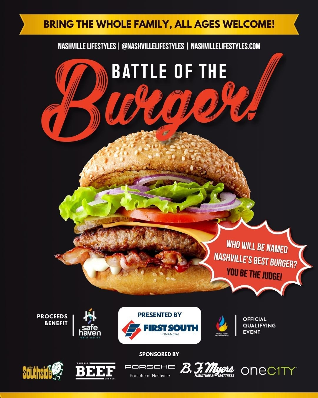 Come and be part of the Battle of the Burger competition hosted by @nashvillelifestyles today! We'll be competing, so don&rsquo;t forget to secure your ticket today and visit us!⁠
⁠
Click the link in our bio to grab your tickets 🍔
