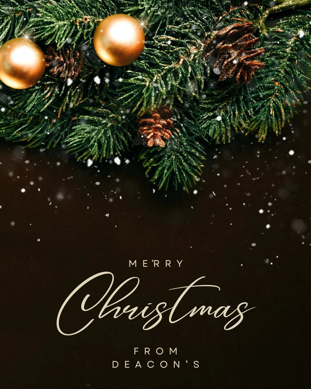 Merry Christmas from Deacon&rsquo;s ✨⁠
May your day be filled with warmth, good food, and time well spent around the table. We&rsquo;re grateful to celebrate this season with you. 🎄🥂