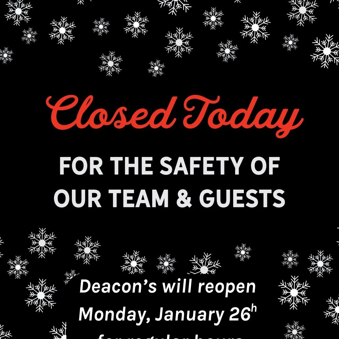 For the safety of our team and guests, we will remain closed today. 

Thank you for your understanding.