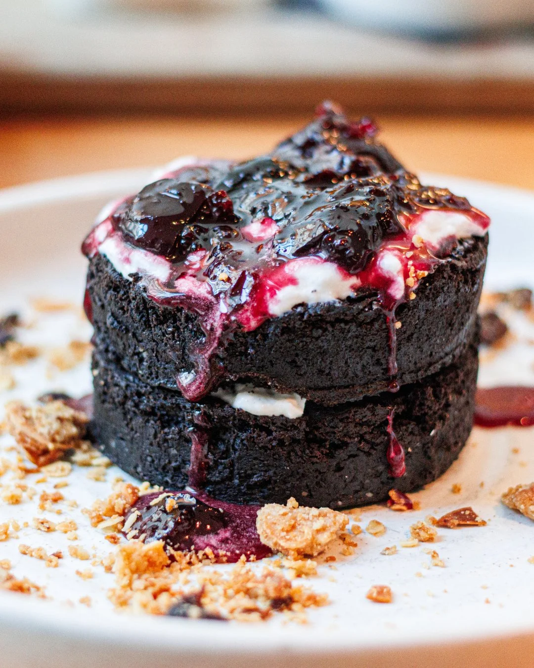 Worthwhile indulgence. Our Dark Forest Flourless Chocolate Cake is comprised of double layers, dark cherry compote, cream and topped with dried cherry candy. ⁠
⁠
The "cherry on top" to your perfect night out. 🍒