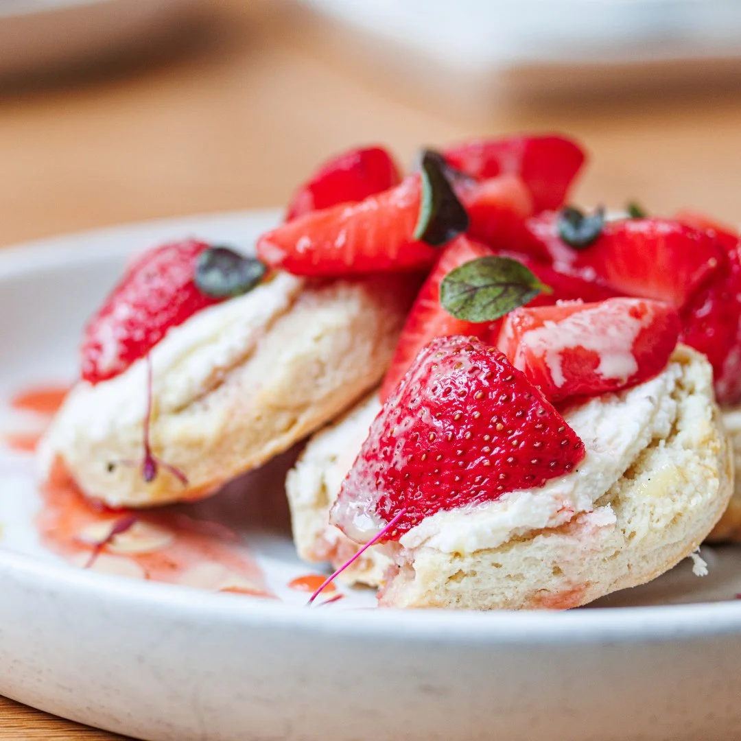 Strawberry season has arrived. 🍓⁠
⁠
Our Strawberry Shortcake is a sweet ending to any meal. Buttermilk biscuits are topped with macerated Tennessee strawberries, bourbon cr&egrave;me and strawberry mascarpone for a refreshing and divine dessert.