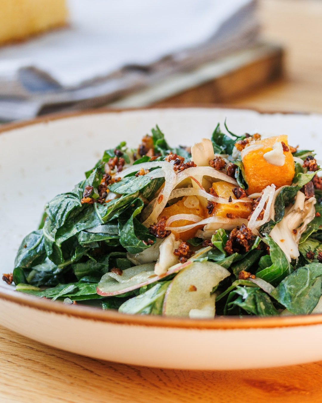 The main course isn&rsquo;t the only thing new at the table.

Our latest menu brings fresh additions to the sides, too. Swipe through for a few of the newest: Greens with bacon-fat-sorghum vinaigrette, Brussels with house ricotta, honey and lemon, an