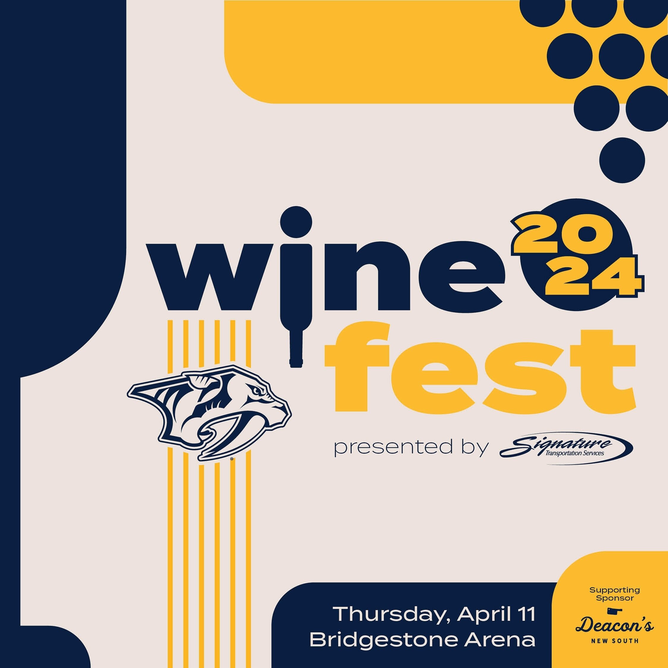 🍷🍺🍴Join us for a night of indulgence at the Nashville Predators Wine Festival &amp; Tasting presented by Signature Transportation! 🎉 Experience over 300 exquisite wines, premium beers, and spirits, complemented by delectable samplings from local 
