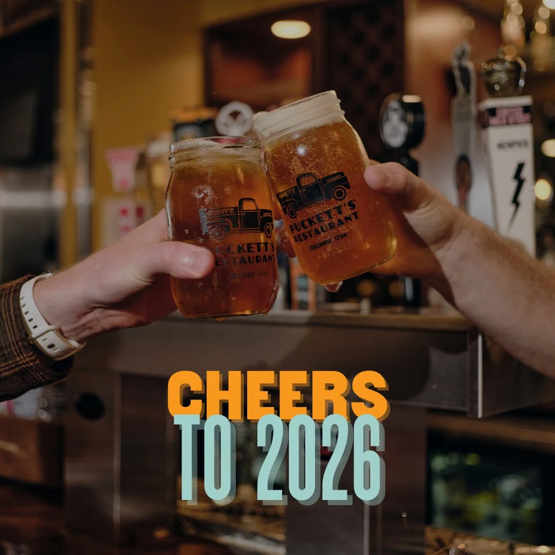 It's almost time! Kick off the New Year with us at Puckett's. We'll be celebrating late and loud at our Columbia, Franklin, and Murfreesboro locations! Reserve your table online🥂⁠
⁠