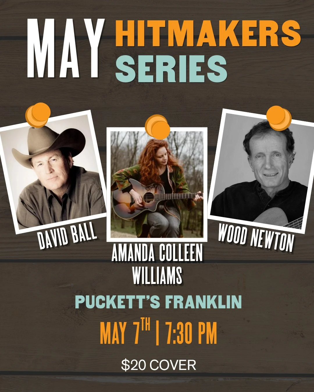 Last chance to grab a seat for our Hitmakers Series featuring David Ball, Amanda Colleen Williams, and Wood Newton 🎤 Make your Thursday one to remember with dinner and great show from these talented artists! ⁠
⁠
Reservations available at the link in