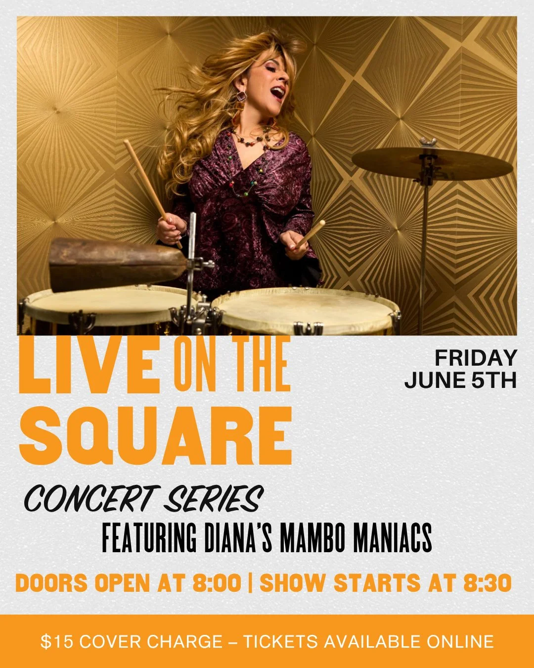 Tonight's the night! Dance your way over to Puckett's Restaurant in Columbia and join us for another night of Live on the Square. This month we're proud to feature Diana's Mambo Maniacs!⁠
⁠
Tickets available online!