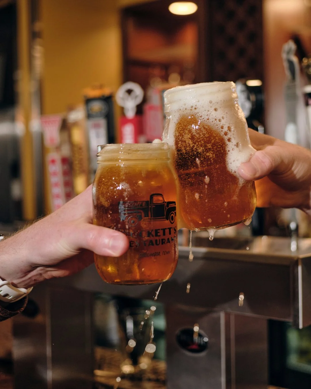 Here's to all the dads who taught us how to grill, tell a story and never let a glass stay empty for long. 🍻⁠
⁠
This Father's Day, raise a cold one to Dad with good food, great company and a table full of memories at Puckett's. ⁠
⁠
Happy Father's Da