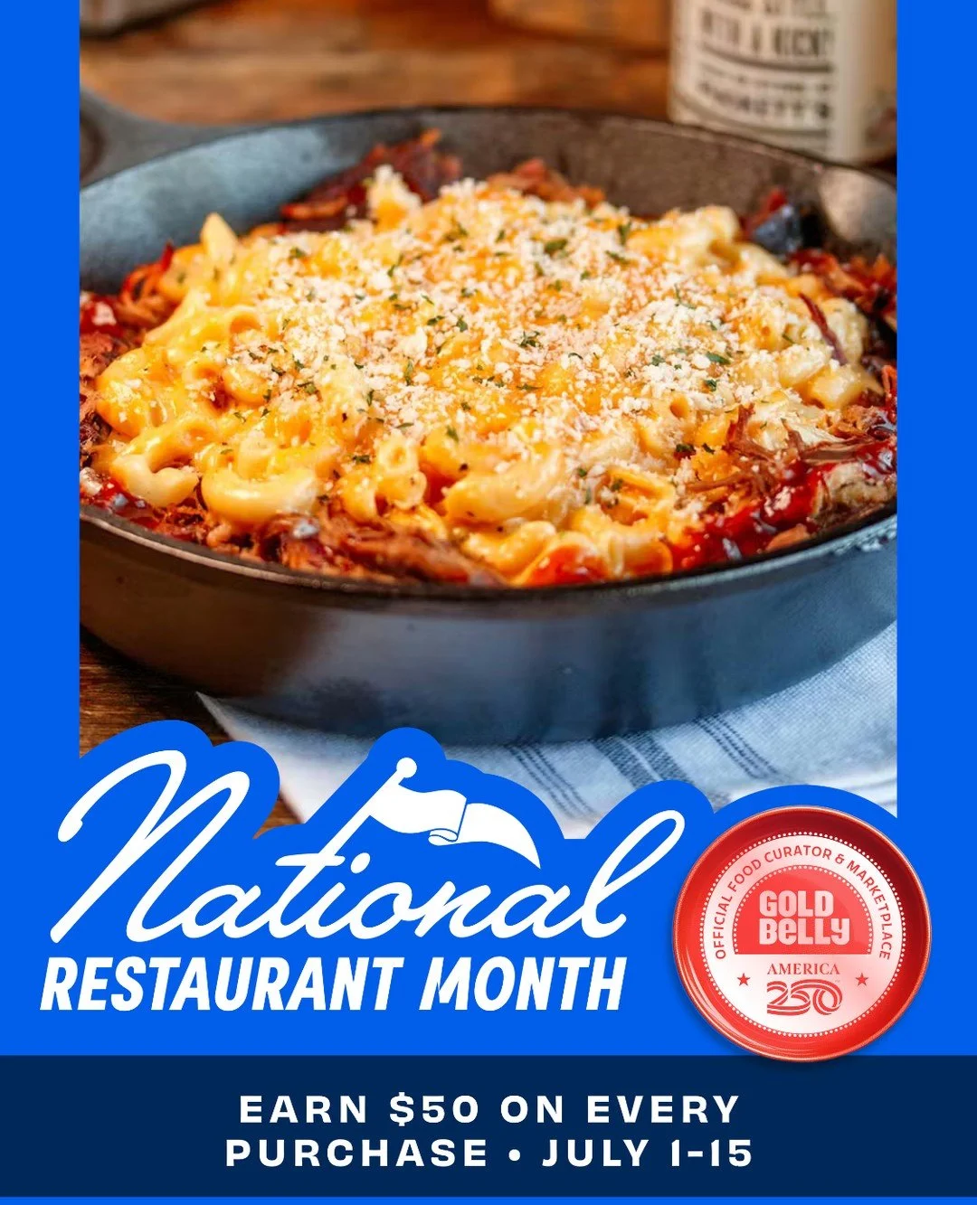 Celebrate National Restaurant Month with us on @goldbelly! 🍽️ From July 1&ndash;15, shop Puckett's Restaurant on @goldbelly and get $50 with every purchase! Order today and enjoy our signature dishes, like the fan favorite Piggy Mac, shipped nationw