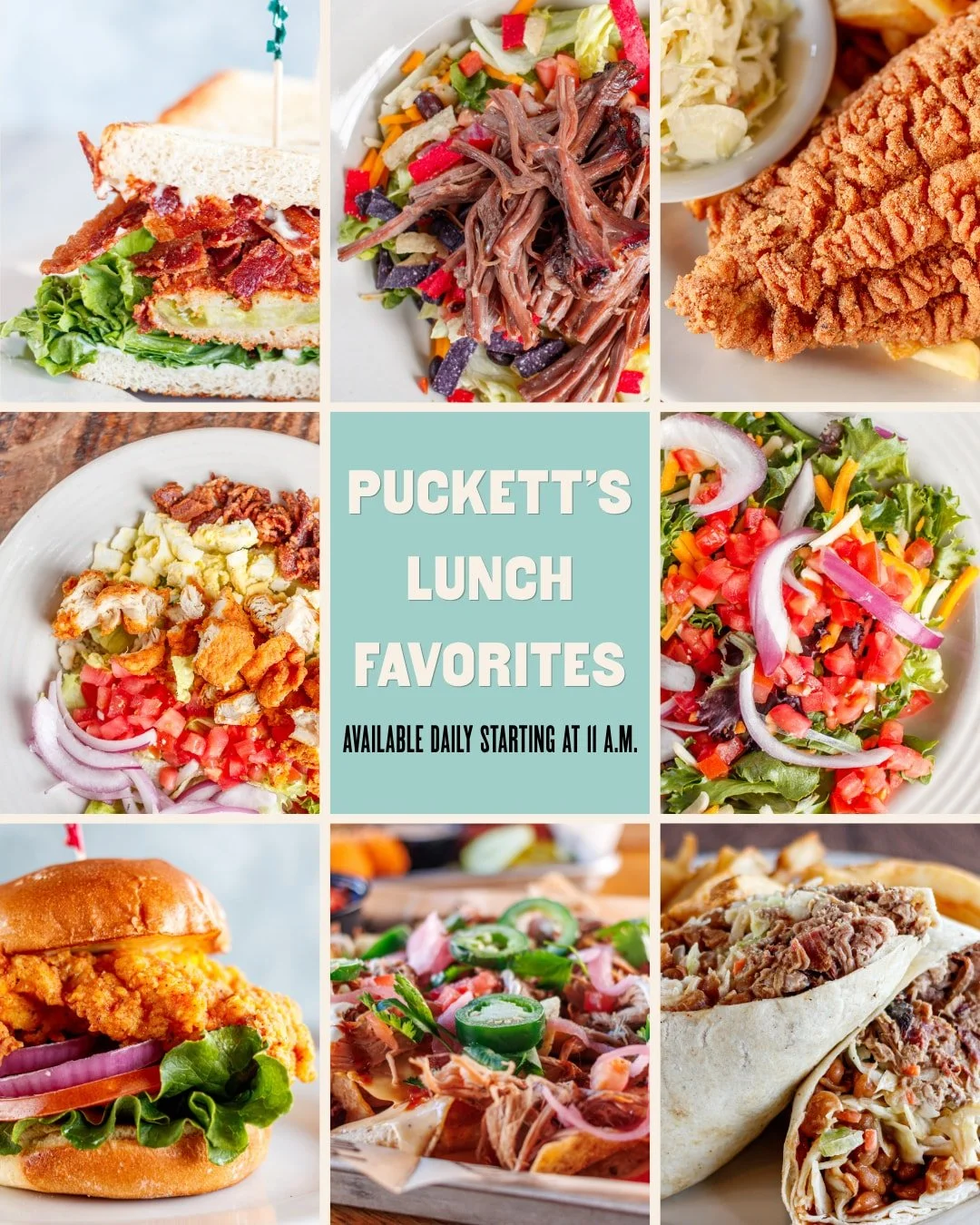 Monday's busy enough. Lunch doesn't have to be. 🍽️

Take a break from the start-of-the-week rush and make your midday meal something to look forward to. Puckett's lunch favorites are calling!