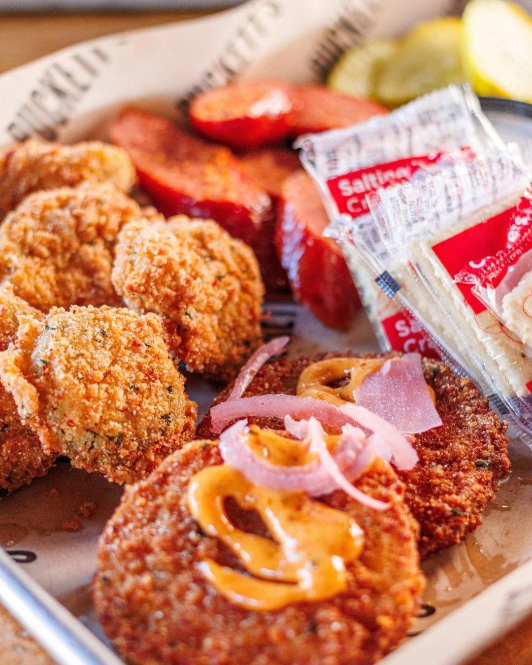 Can't decide? That's why we made the Puckett's Sampler. 😉

A little bit of all the good stuff, made for sharing. Swipe to see what's on the plate!