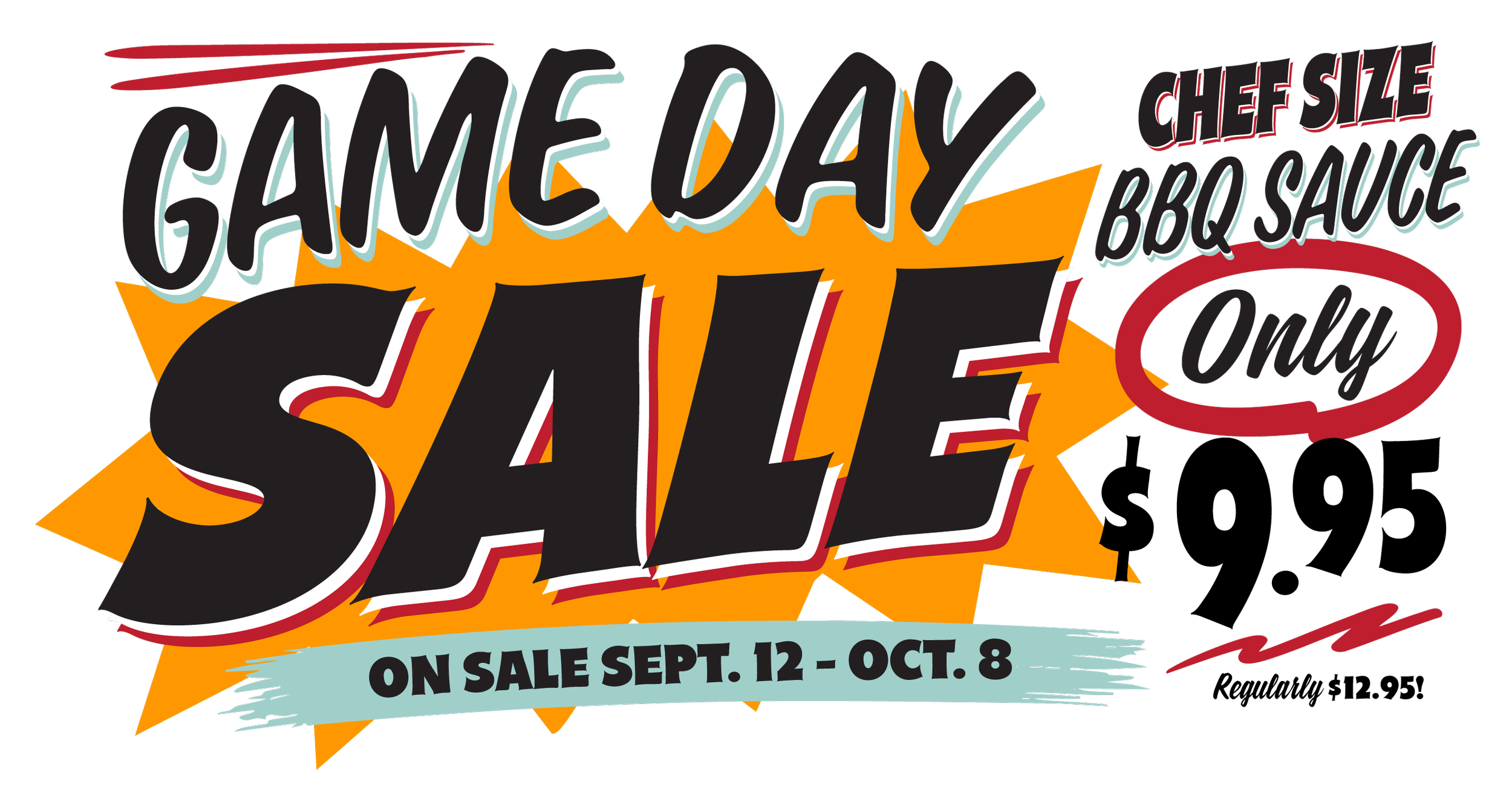Puckett’s Game Day Sale: Chef Size BBQ Sauce is on sale for $9.95, September 12 through October 8