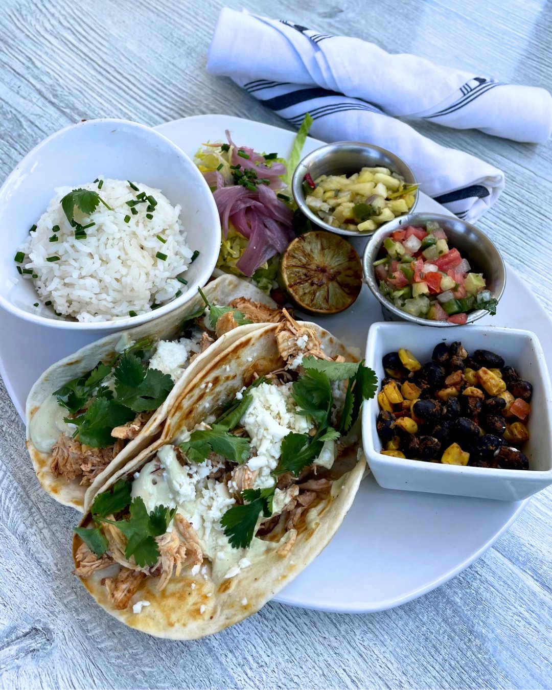 A perfect day for Chicken Tinga Tacos on the patio ☀️