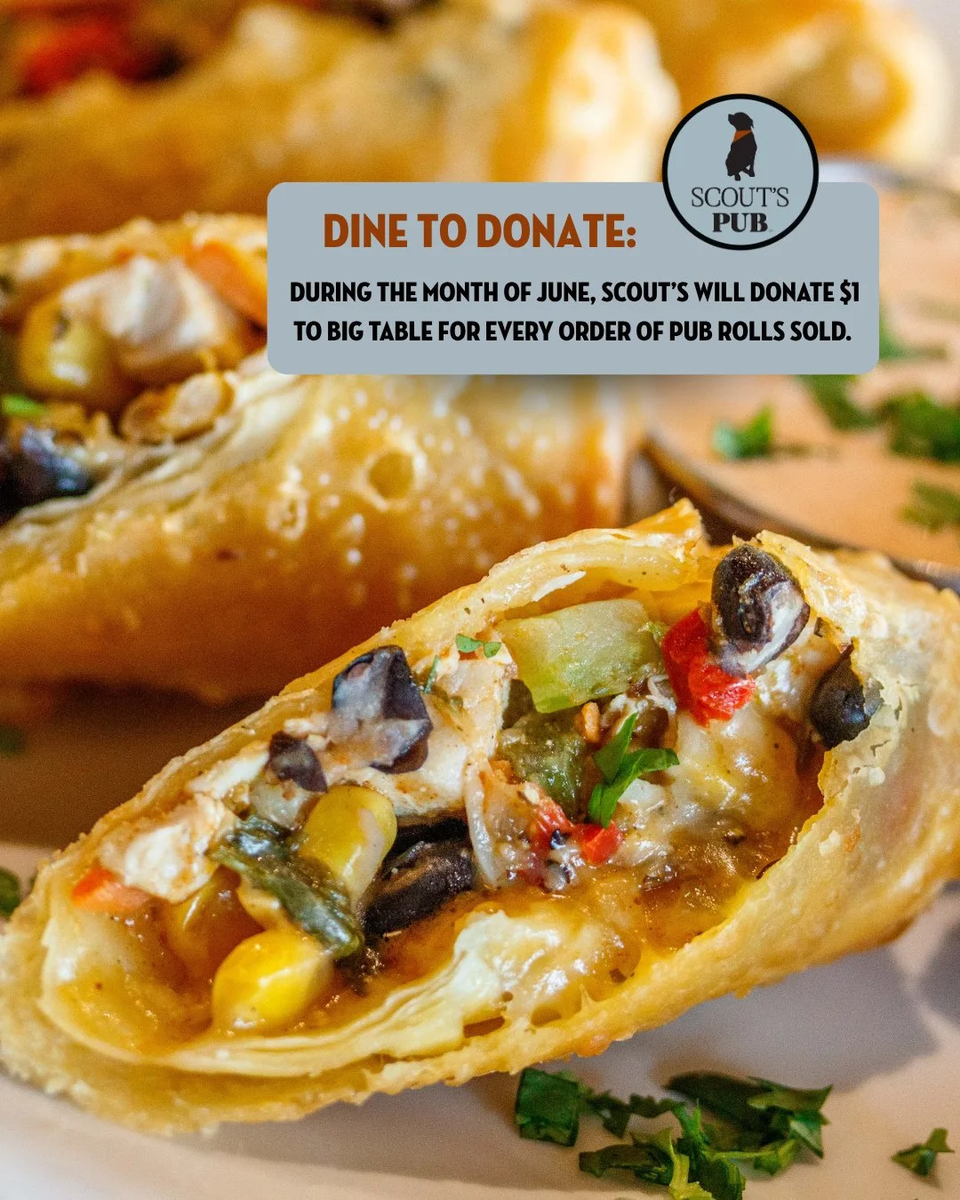 A small order can make a big impact.⁠
⁠
Throughout June, we'll be donating $1 to Big Table for every order of Pub Rolls sold. Share them with the table and help support hospitality workers in need. ❤️