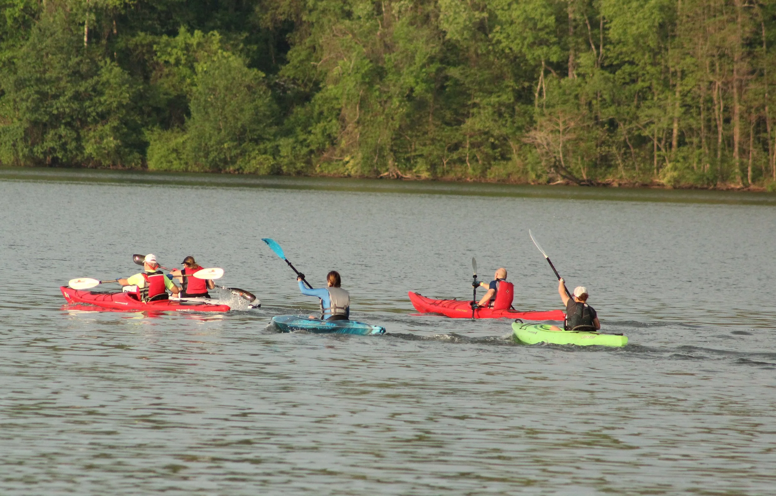 Kayakers on the lake during the adventure race