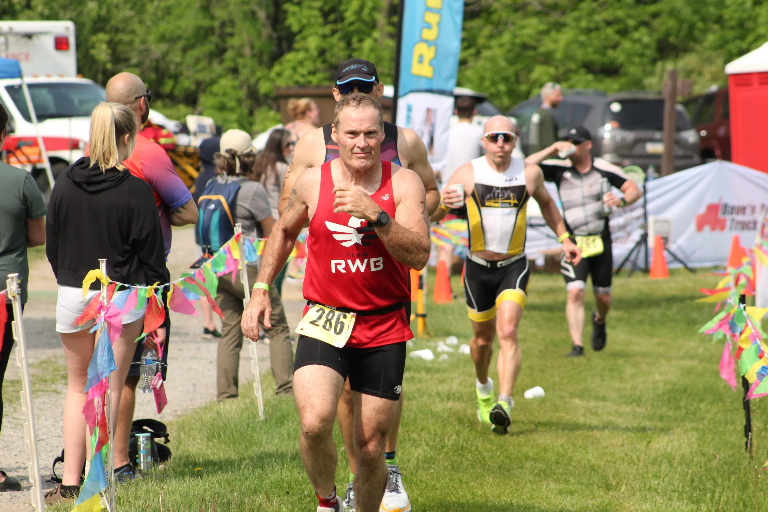 Athletes running the flagged course at Mighty Moraine