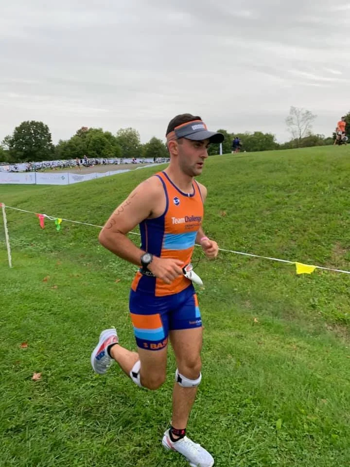 An athlete running the Mighty Moraine course