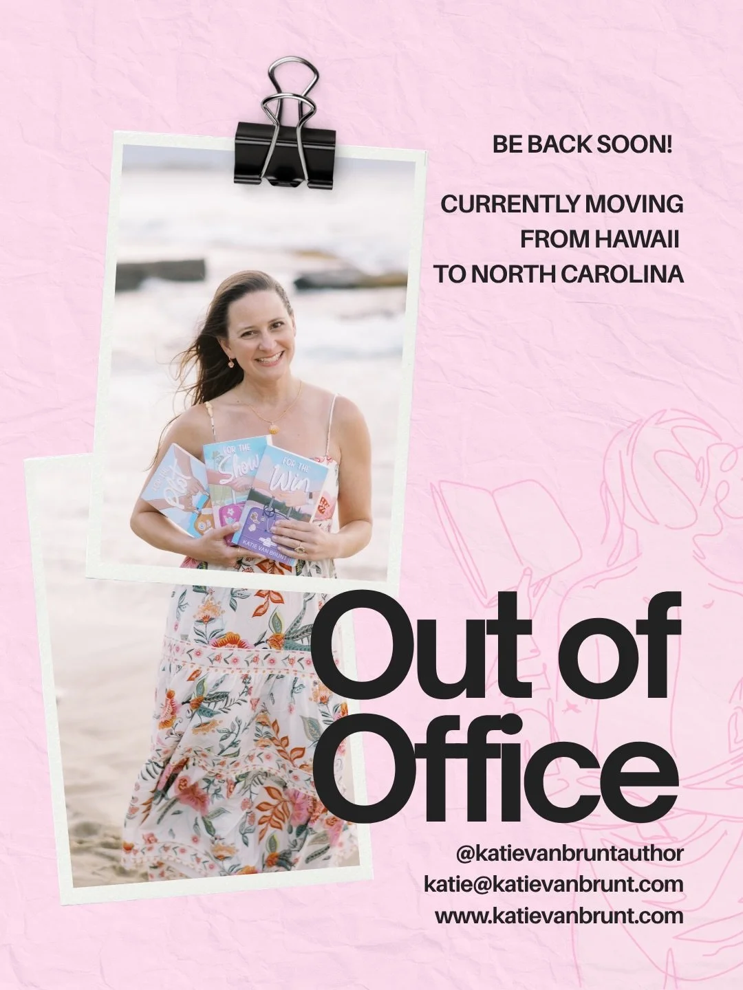 🌎✈️Currently moving from Hawaii to North Carolina🌎✈️

FYI my activity and communication on social media will be little to non-existent for the next week or so. 

Please direct inquiries or questions to my super fabulous PA, Danie @bohobookmama
If w