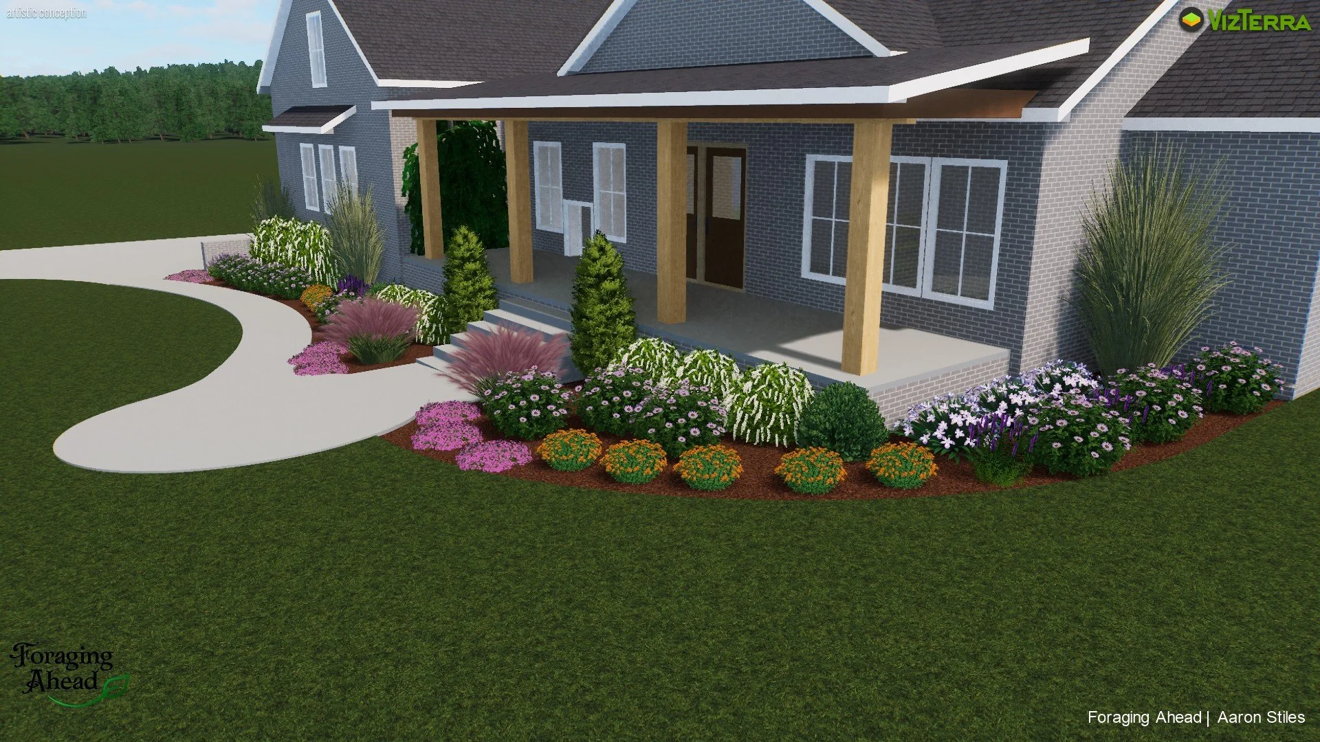 Landscaping with grasses for height and corners