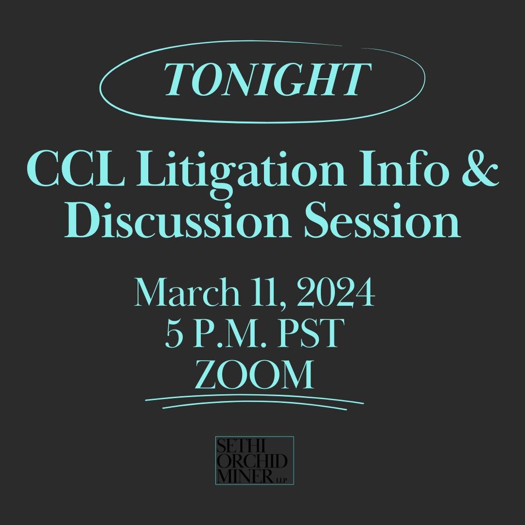 REMINDER!
We will be hosting a information and discussion session regarding our ongoing Chiquita Canyon litigation TONIGHT at 5:00 p.m. PST via zoom. Please see below or visit the link in our bio for details on how to join. 

CCL Litigation Discussio