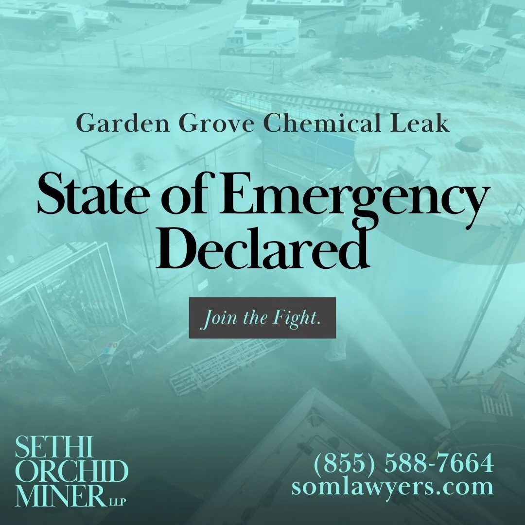 A State of Emergency has been declared for the ongoing chemical leak in Garden Grove, CA.

Our firm represents communities who have been evacuated and exposed to toxic chemicals, not only through litigation, but through advocacy with government agenc