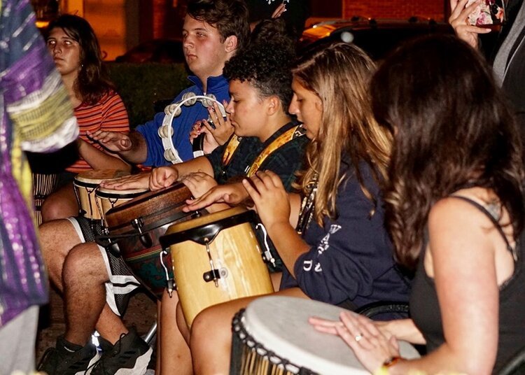   Audience Participation Drum Circle   First Friday event hosted by the St. Mary’s County Arts Council and the SoMar Drummers  Photo credit: Jenn Dorsey.  