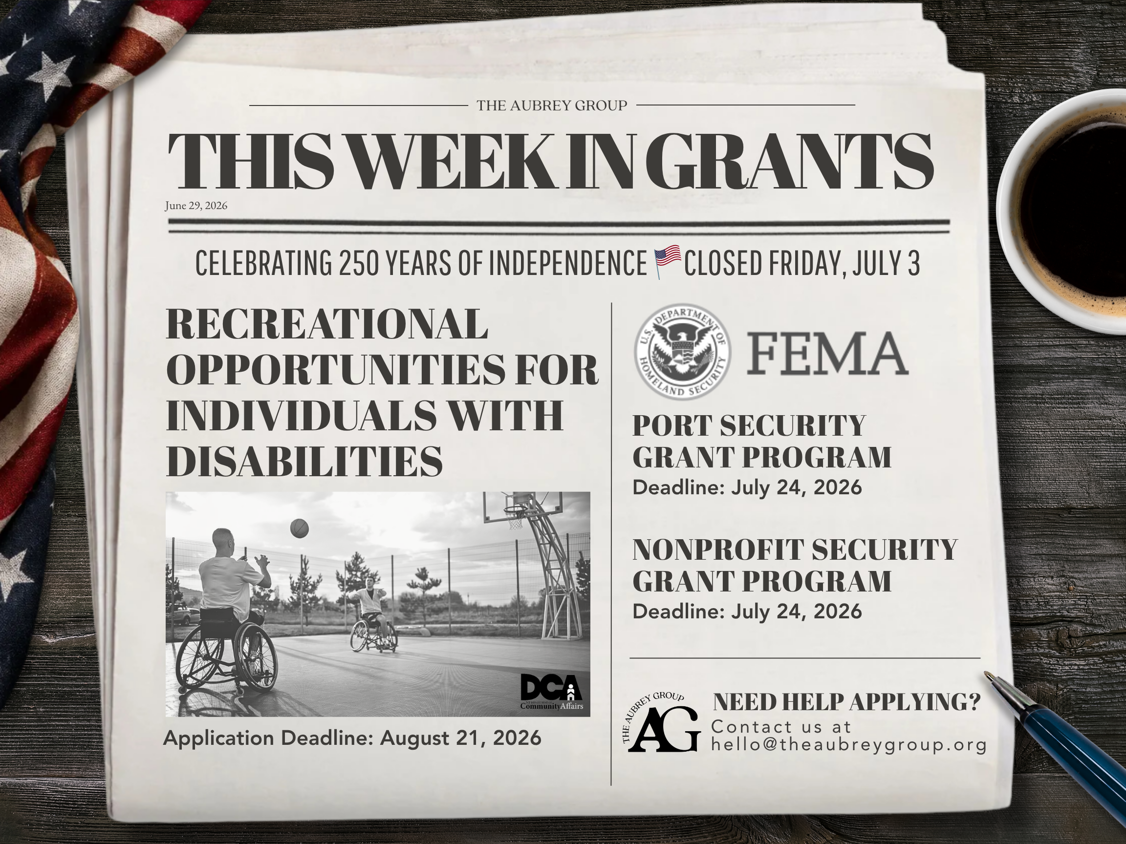 Hot off the Press: Another Week of New Grants.
