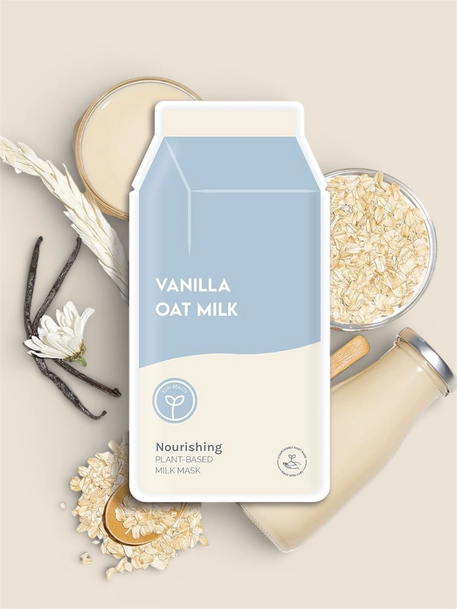 Masque Lait Végétal Avoine + Vanille | Nourrissant - ESW BEAUTY