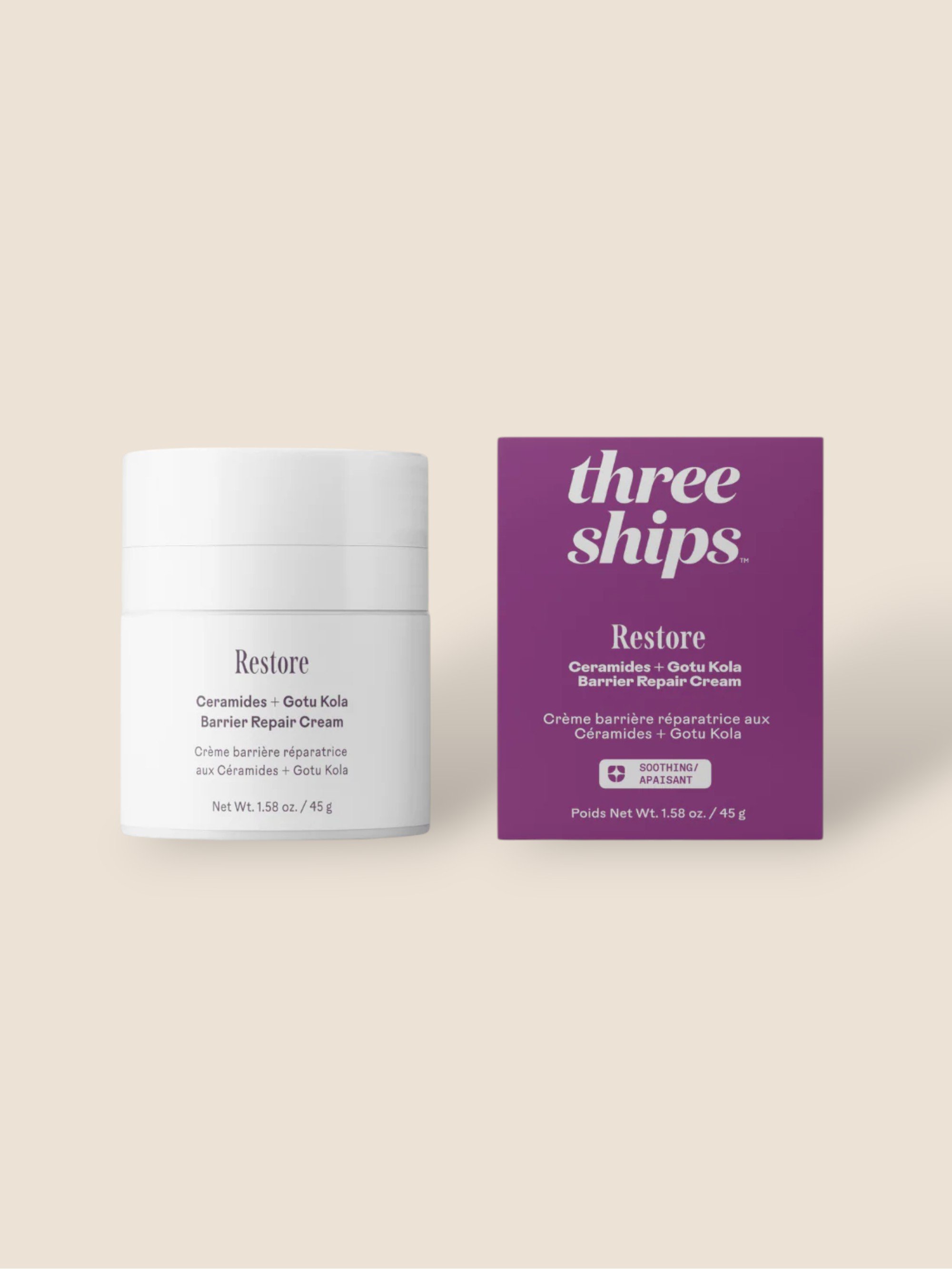 Crème Visage Céramides & Gotu Kola | Restore - Three Ships
