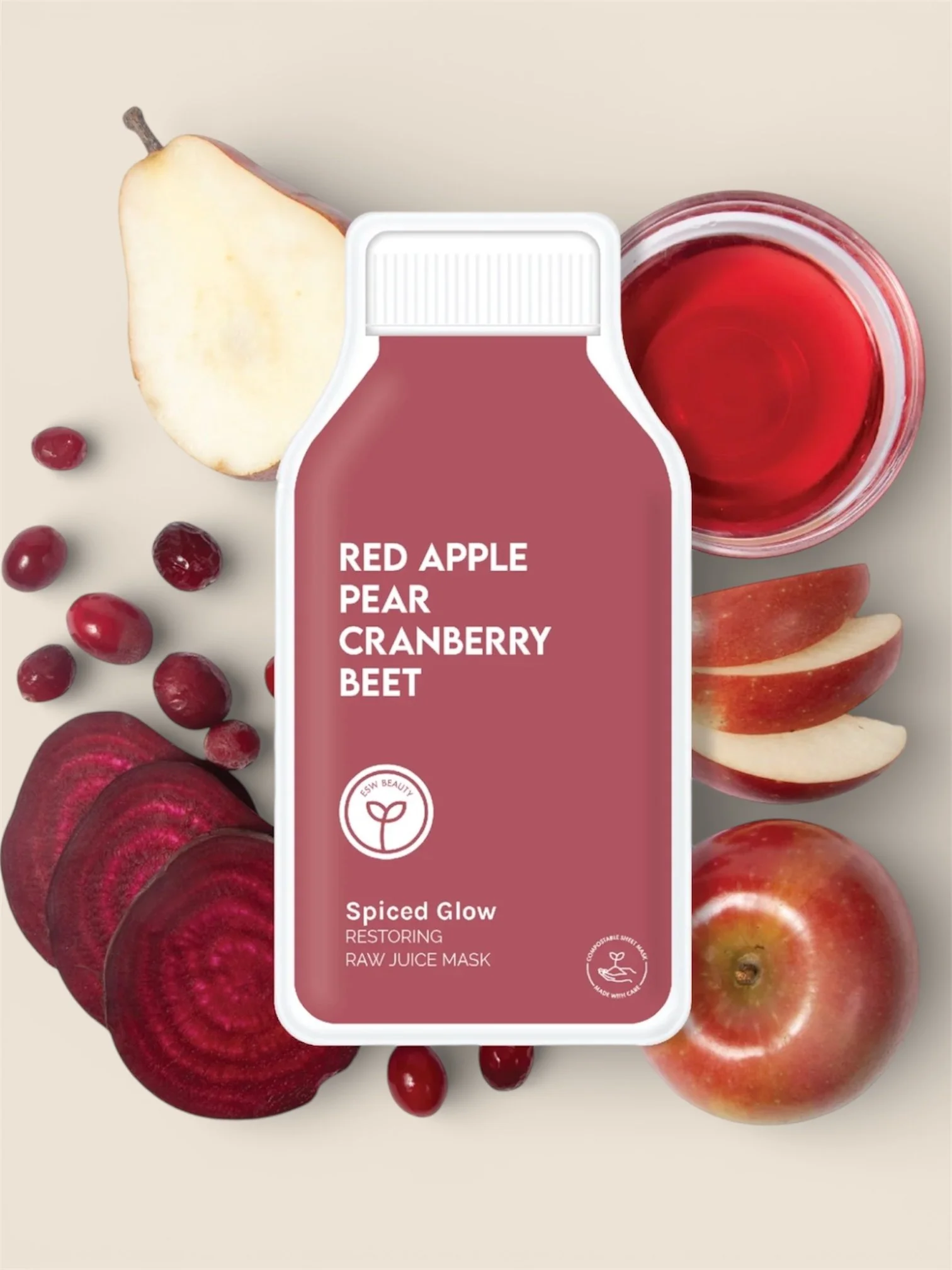 Masque Jus Cru Canneberge +  Betterave | Éclat - ESW BEAUTY
