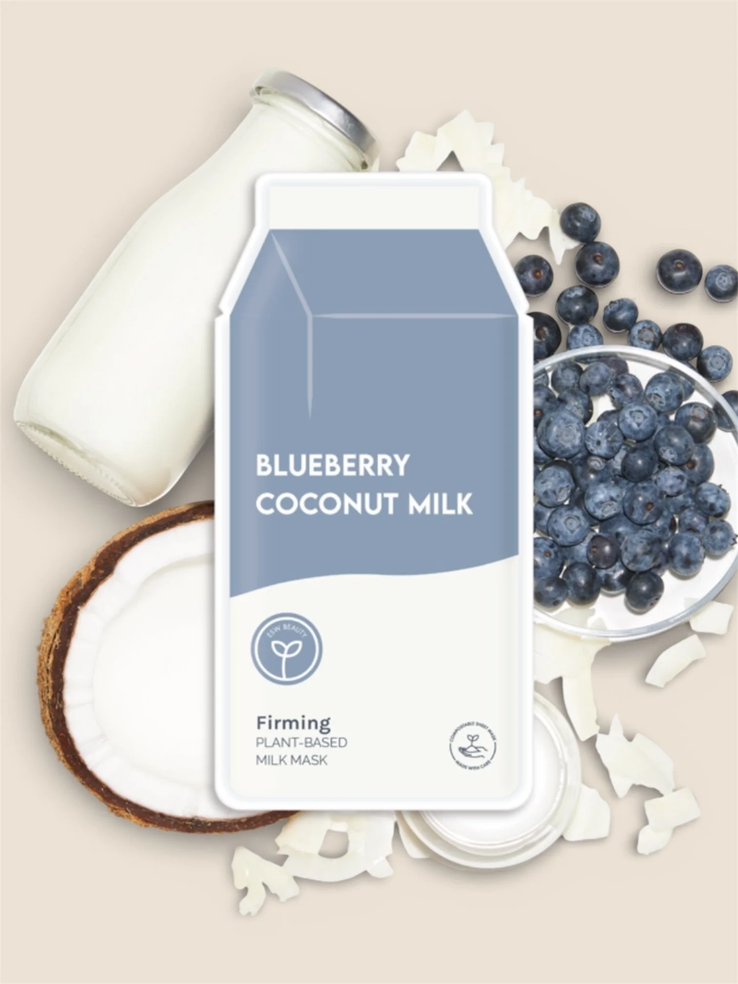 Masque Lait Végétal Coco + Myrtille | Raffermissant - ESW BEAUTY
