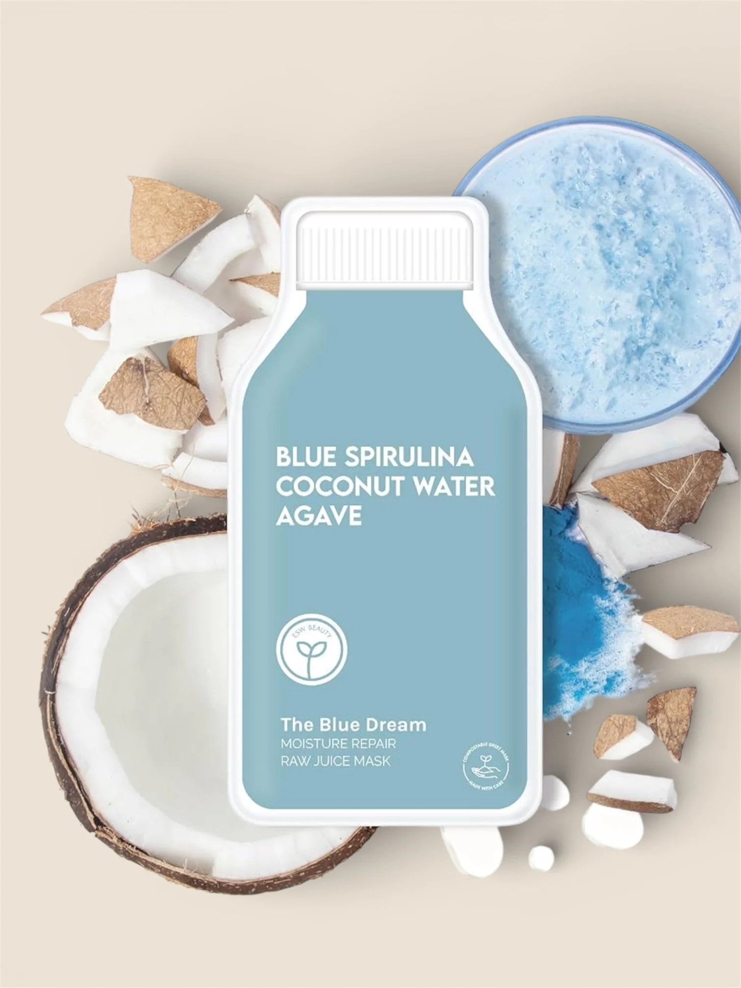 Masque Jus Cru Spiruline Bleu + Agave | Hydratation - ESW BEAUTY