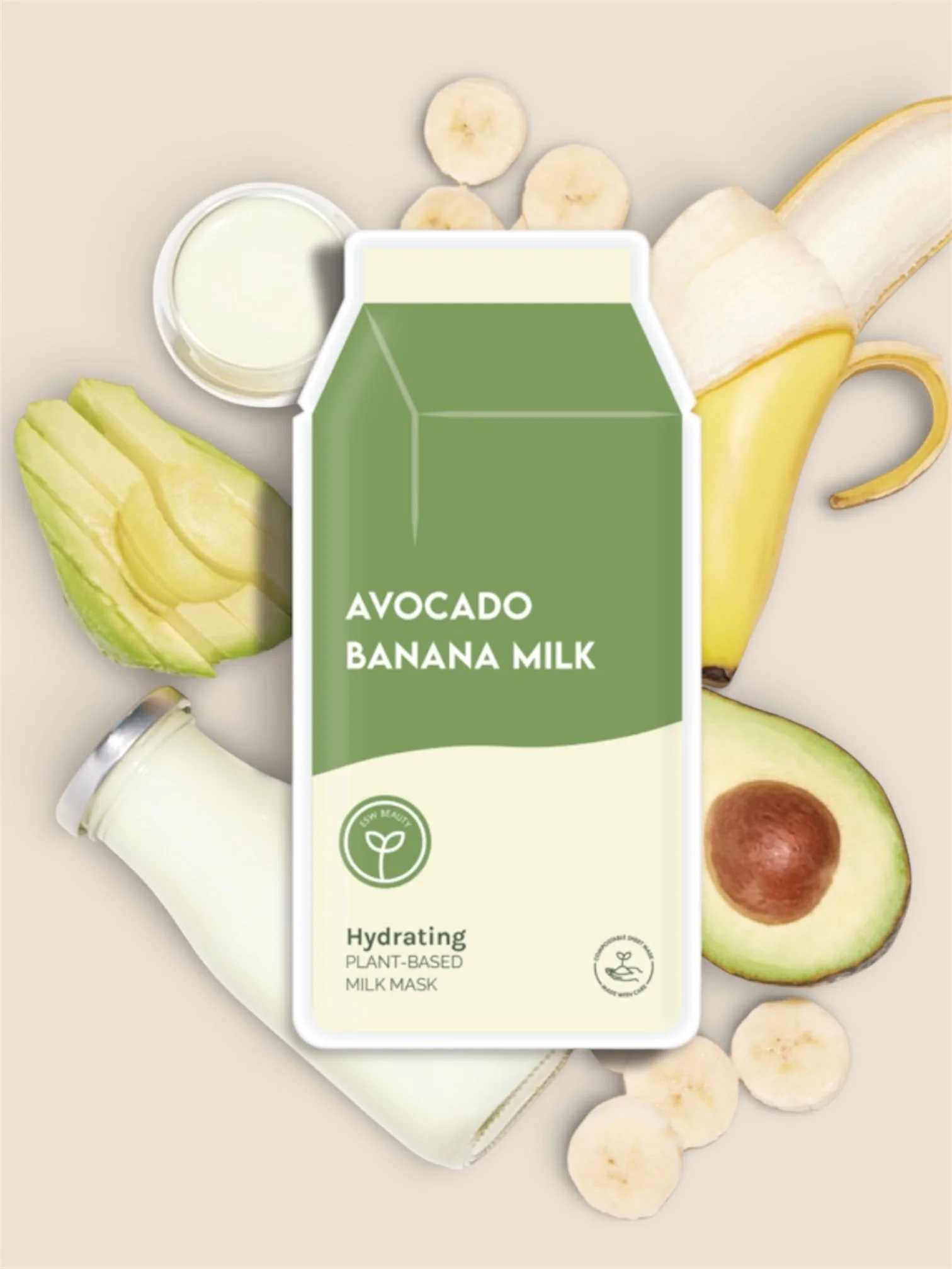 Masque Lait Végétal Banane + Avocat | Hydratant - ESW BEAUTY