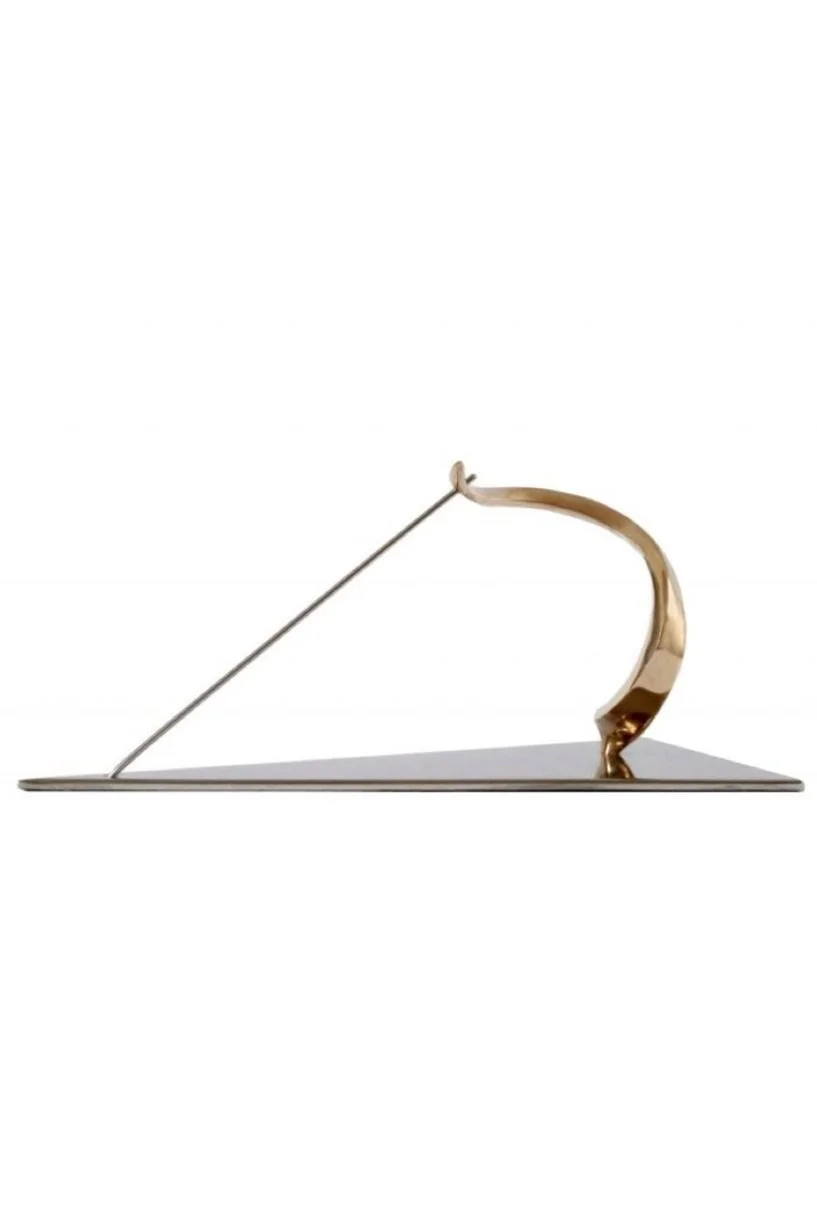 divergence i cast bronze sandra bell sculpture different sundial measuring arc angle contrasts voluptuous ribbon with arrow straight shaft high polish entities pulling tension natural celtic ireland