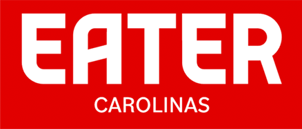 EATER Carolinas logo with white text on a red background