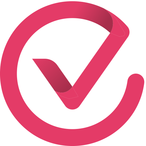 A pink icon resembling a spiral or helix design